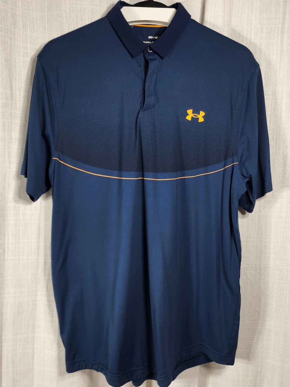 Under Armour Men's Navy Polo with Yellow Logo